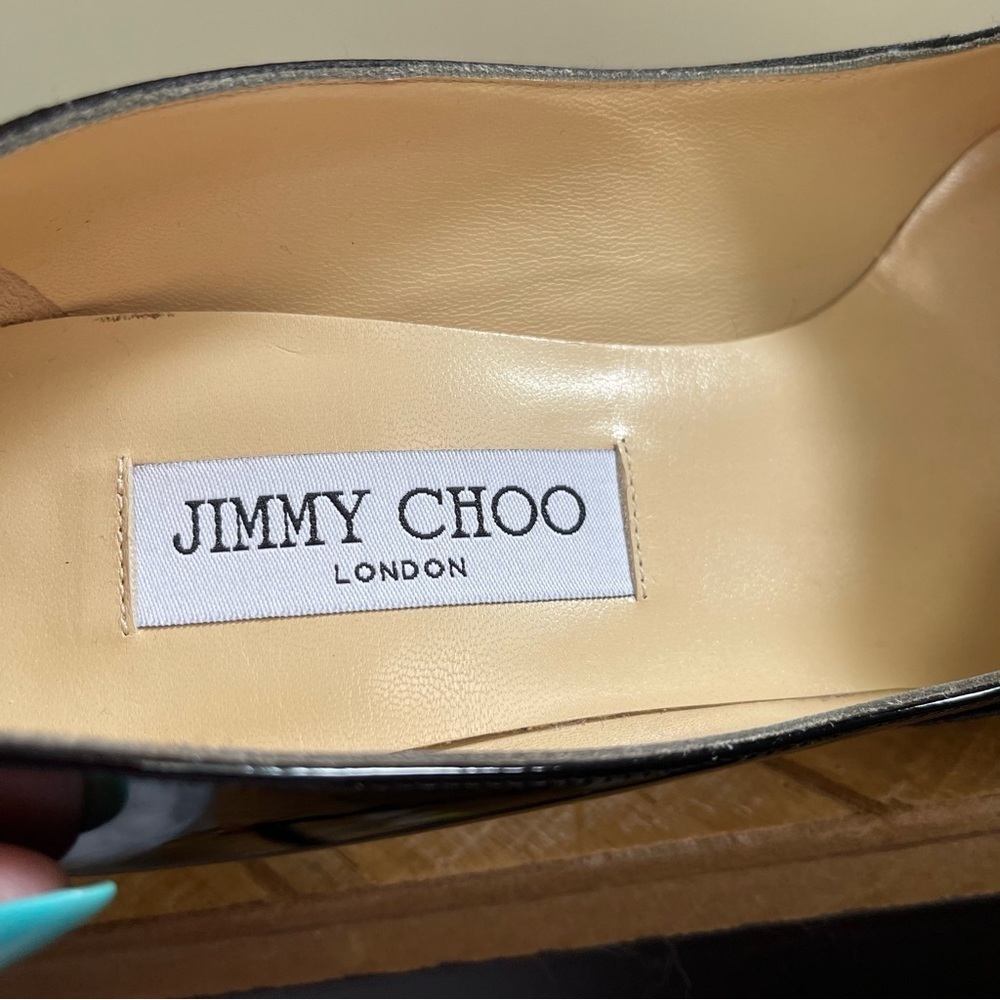 Jimmy Choo-Fitz Satin Patent Pump - Picture 11 of 12